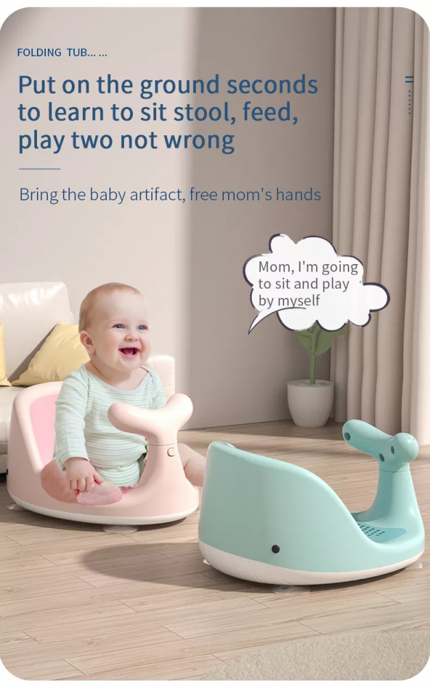 Scaun de baie bebelusi Little Mom Whale Green - 4 | YEO