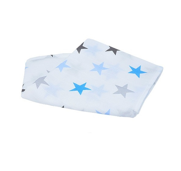 Scutec multifunctional din muselina 70x80 cm Blue Stars