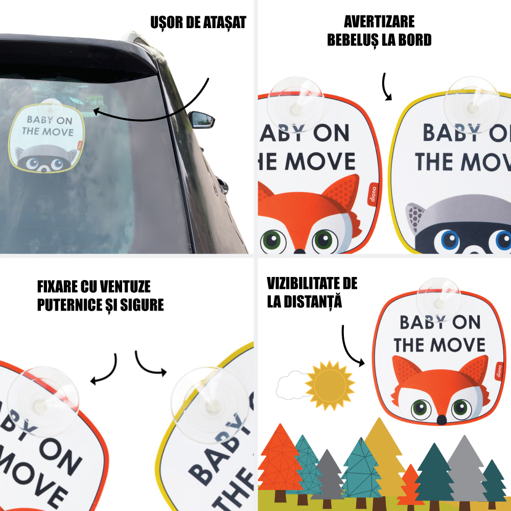 Set 2 indicatoare auto Diono Baby On the Move