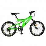Bicicleta MTB-FS Saiguan Revoshift 6 viteze 20 inch frane V-Brake RICH R2049A cadru verde cu design negru