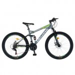 Bicicleta MTB-HT Shimano Tourney TZ500D 26 inch Velors V2661S cadru gri cu design verde