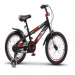 Bicicleta baieti 14 inch frane C-Brake roti ajutatoare Rich Baby R14WTB cadru negru cu design rosu
