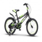 Bicicleta baieti Rich Baby R16WTB 16 inch frane C-Brake roti ajutatoare cadru negru cu design verde