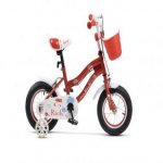 Bicicleta fete Rich Baby R1208A 12 inch C-Brake roti ajutatoare cadru rosu cu design alb