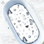 Cearceaf cu elastic MimiNu pentru landou carucior si cosulet 80x35 cm din bumbac Baby Shower Blue
