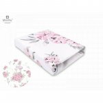 Cearceaf MimiNu cu elastic pentru patut 90x40 cm din bumbac Peonie Pink