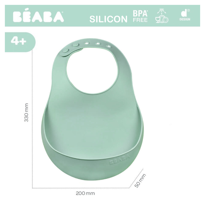 Baveta silicon Beaba Sage Green - 1 | YEO