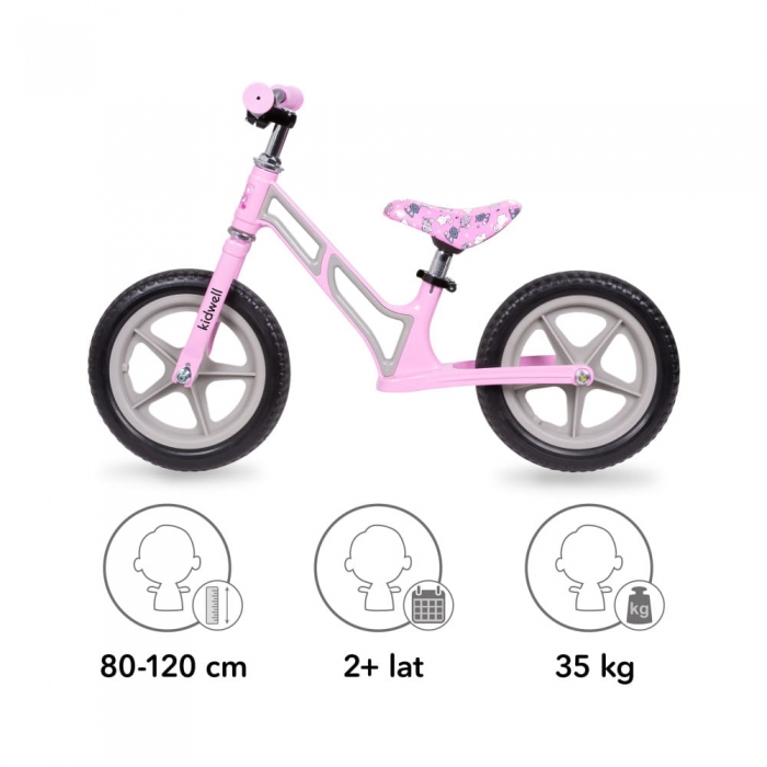 Bicicleta fara pedale Kidwell cu cadru din magneziu Comet Pink Gray - 2