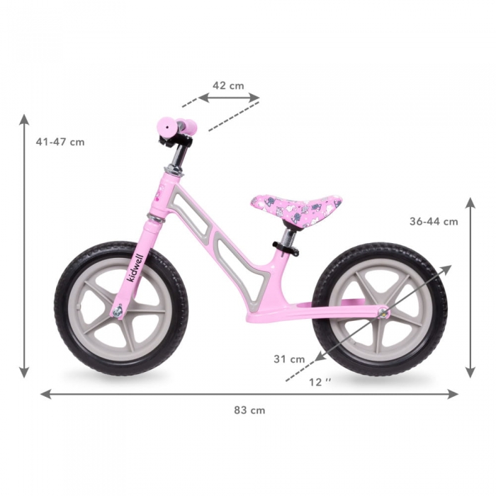 Bicicleta fara pedale Kidwell cu cadru din magneziu Comet Pink Gray - 4