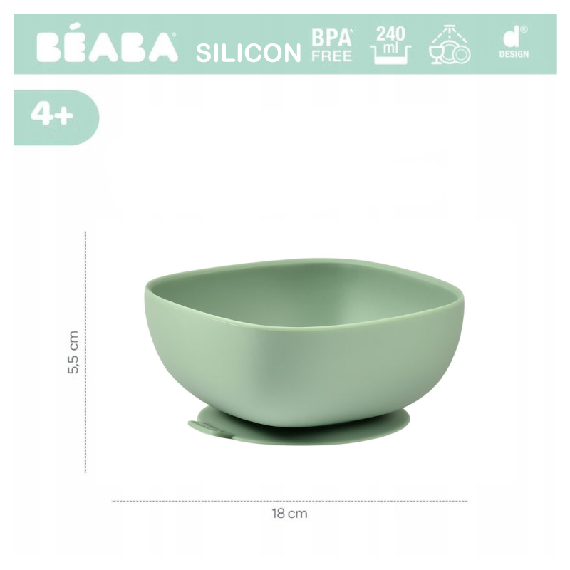 Bol silicon cu ventuza Beaba Sage Green - 1 | YEO