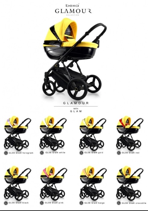 Carucior copii 3 in 1 reversibil complet accesorizat 0-36 luni Bexa Glamour Yellow - 4