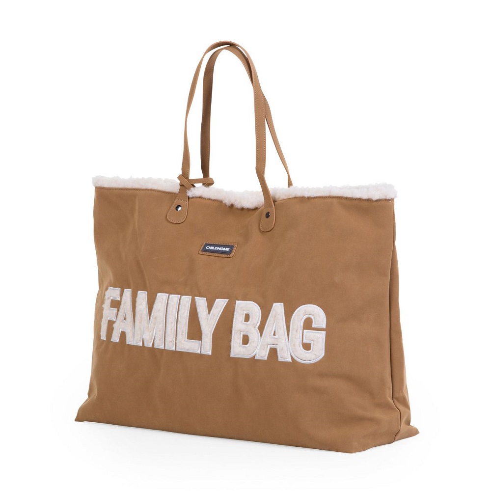 Geanta Childhome Family Bag aspect piele intoarsa bej - 1