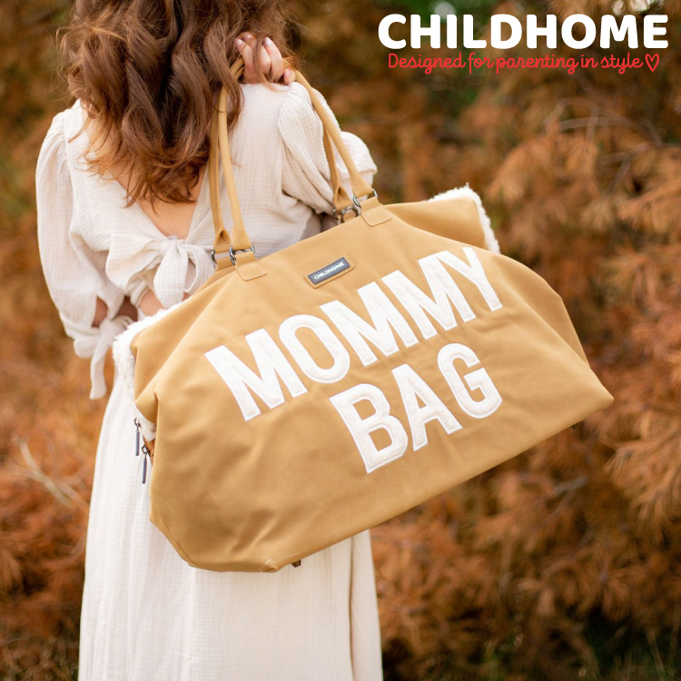 Geanta de infasat Childhome Mommy Bag aspect piele intoarsa bej - 4