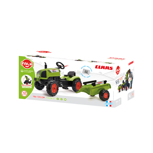 Jucarie tractor pentru copii cu pedale si remorca Falk 2041C