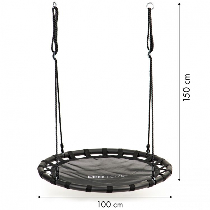 Leagan pentru copii Ecotoys rotund tip cuib de barza suspendat 100 cm MIR6300 negru - 2 | YEO