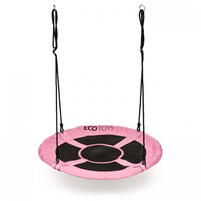 Leagan pentru copii Ecotoys rotund tip cuib de barza suspendat 110 cm MIR6001 roz
