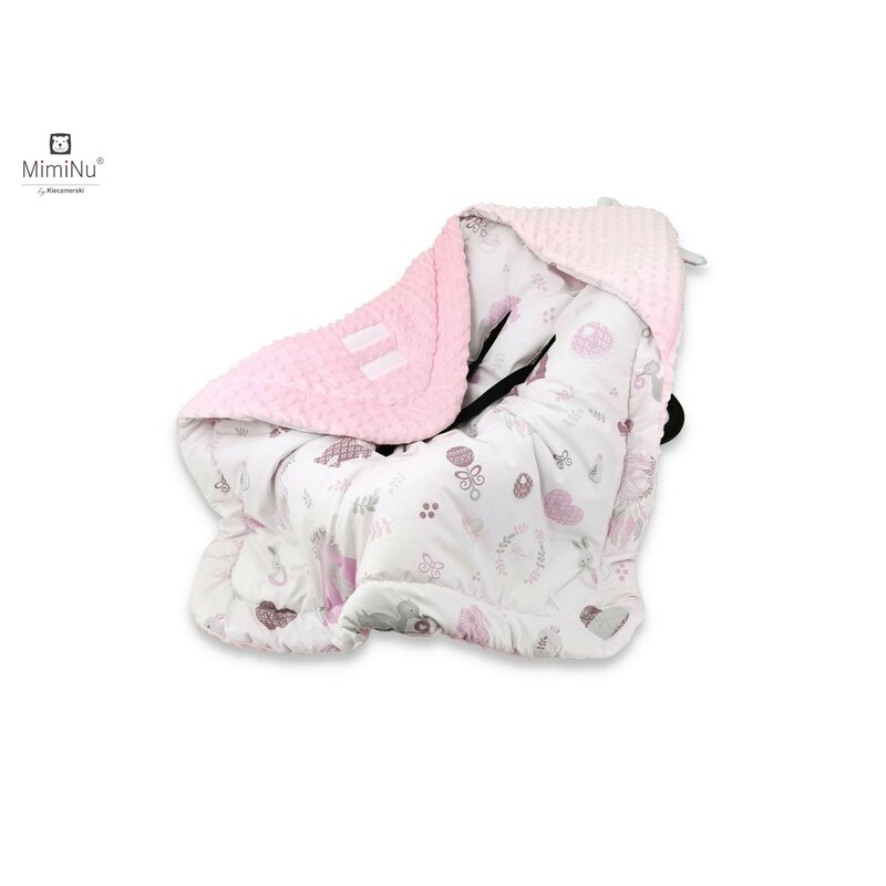 Paturica de infasat MimiNu pentru scoica cu gluga si urechi 90×90 cm Baby Shower Pink 90x90 imagine 2022 protejamcopilaria.ro