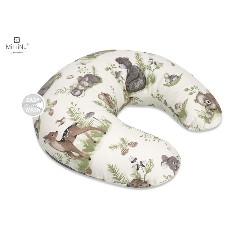 Perna pentru alaptat MimiNu din bumbac cu husa detasabila circumferinta 155 cm Design Calm Forest Natural