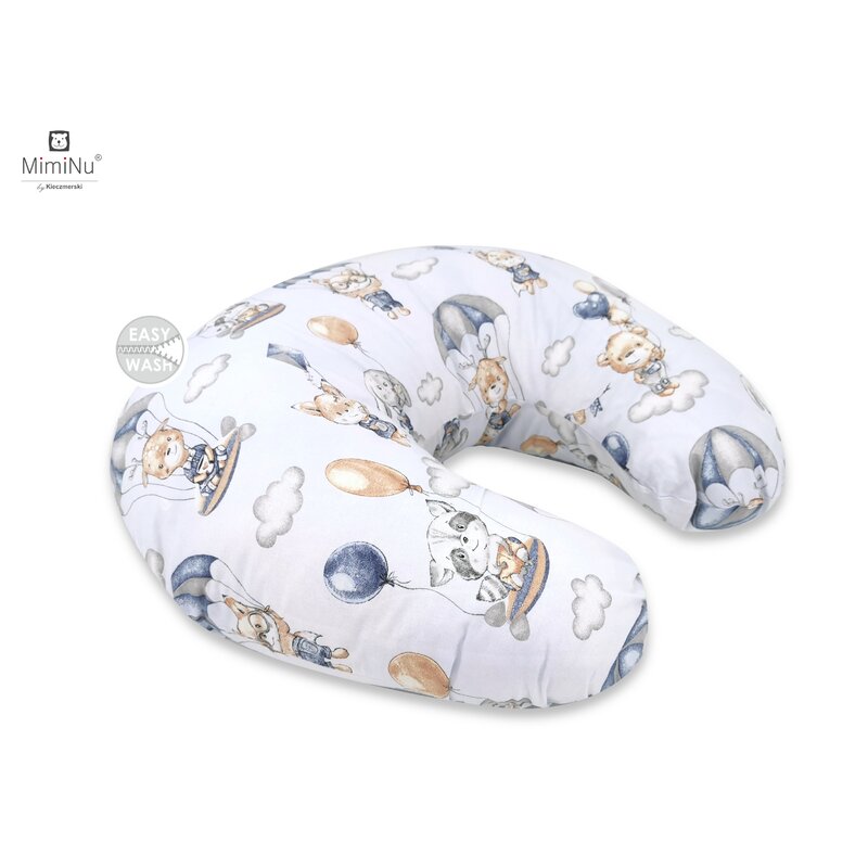 Perna pentru alaptat MimiNu din bumbac cu husa detasabila circumferinta 155 cm Parachutes Blue