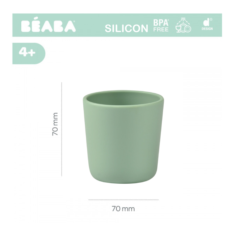 Pahar silicon Beaba Sage Green Accesorii imagine noua responsabilitatesociala.ro