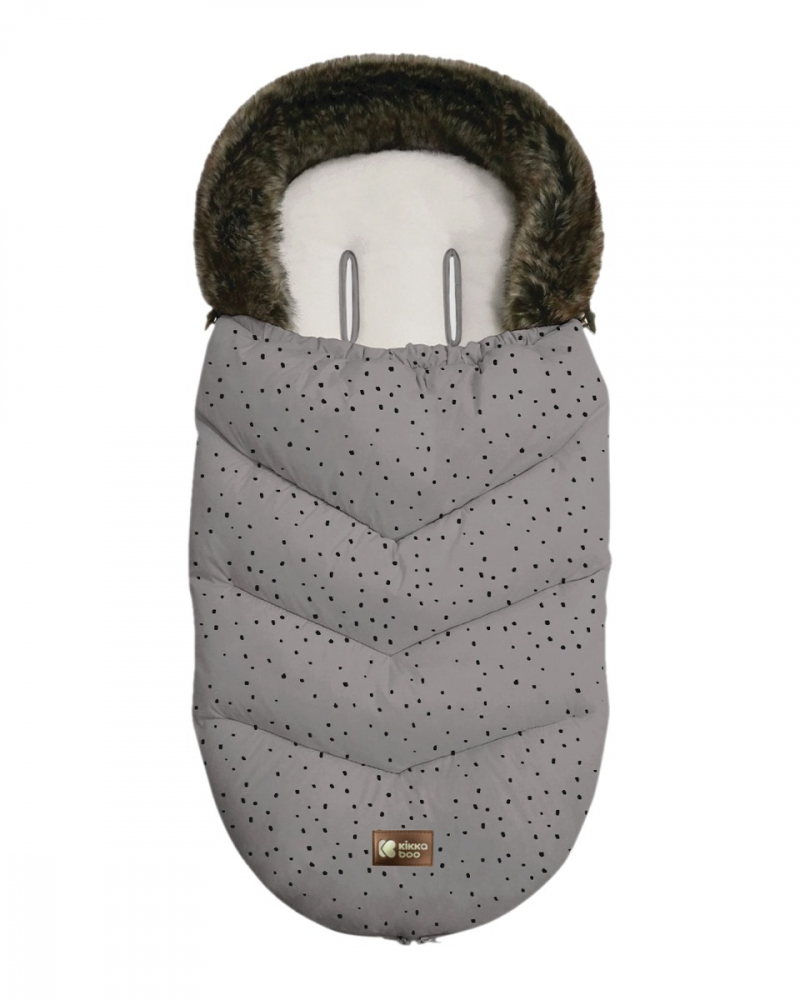 Sac de iarna Kikkaboo pentru carucior 95×45 cm Luxury Fur Dots Grey Accesorii Carucioare 2023-09-26