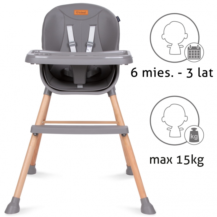 Scaun de masa 4 in 1 Kidwell Eatan Wood Gray - 2 | YEO