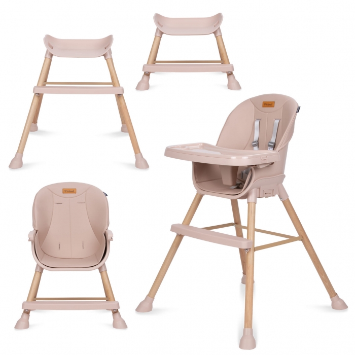 Scaun de masa 4 in 1 Kidwell Eatan Wood Pink - 1 | YEO