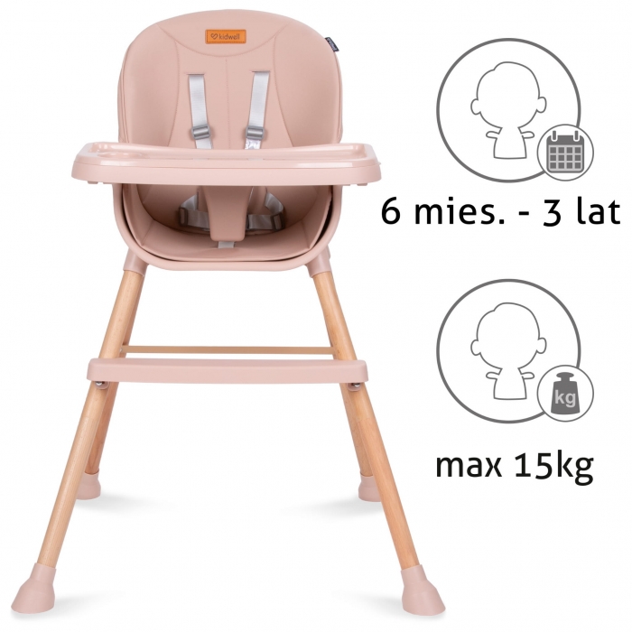 Scaun de masa 4 in 1 Kidwell Eatan Wood Pink - 2 | YEO