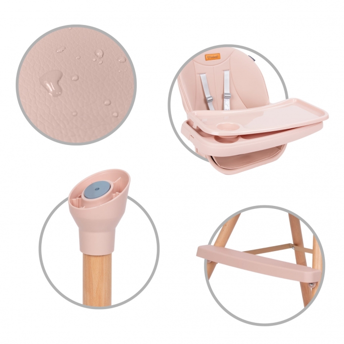 Scaun de masa 4 in 1 Kidwell Eatan Wood Pink - 4 | YEO