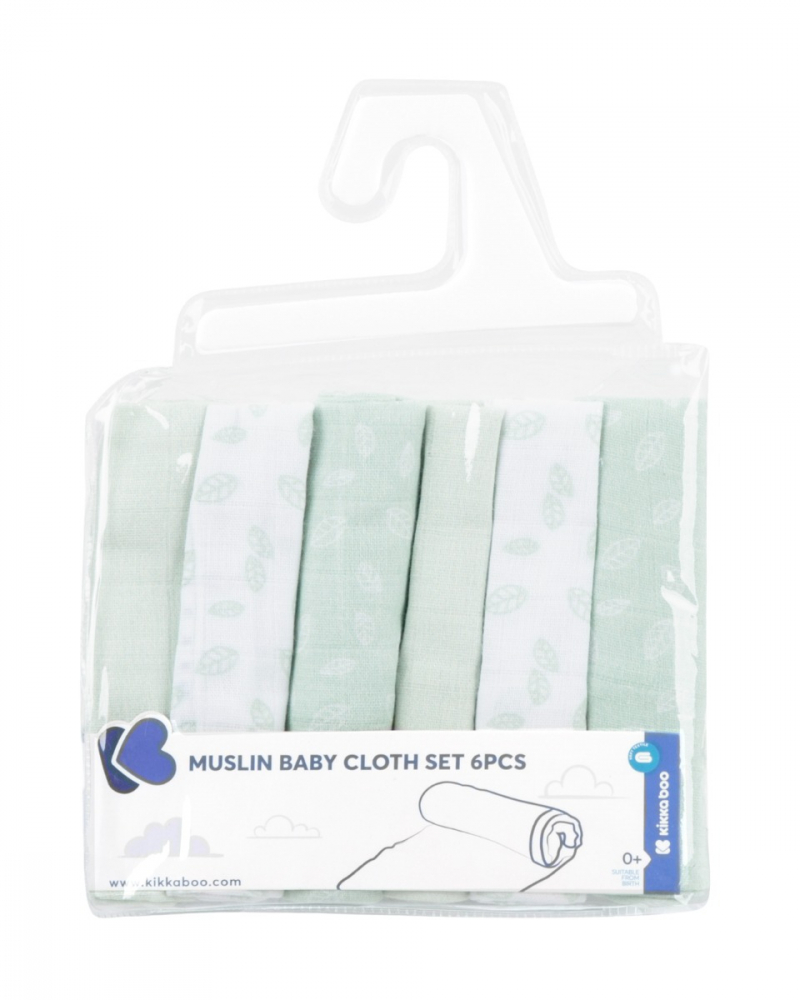 Set 6 prosopele din muselina Kikkaboo 30×30 cm Leaves Mint 30x30 imagine noua responsabilitatesociala.ro