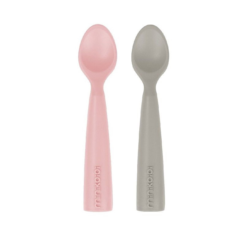 Set Lingurite Minikoioi Premium Silicon Pinky Pink Powder Grey Alimentatie imagine noua responsabilitatesociala.ro