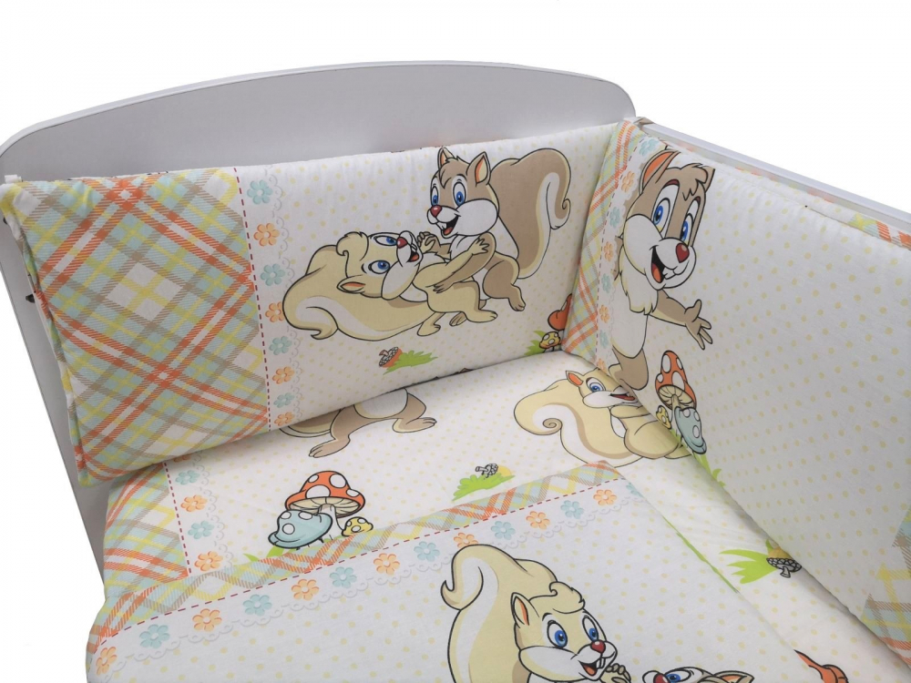 Set Lenjerie Patut Cu 5 Piese 120x60 Cm Squirrels