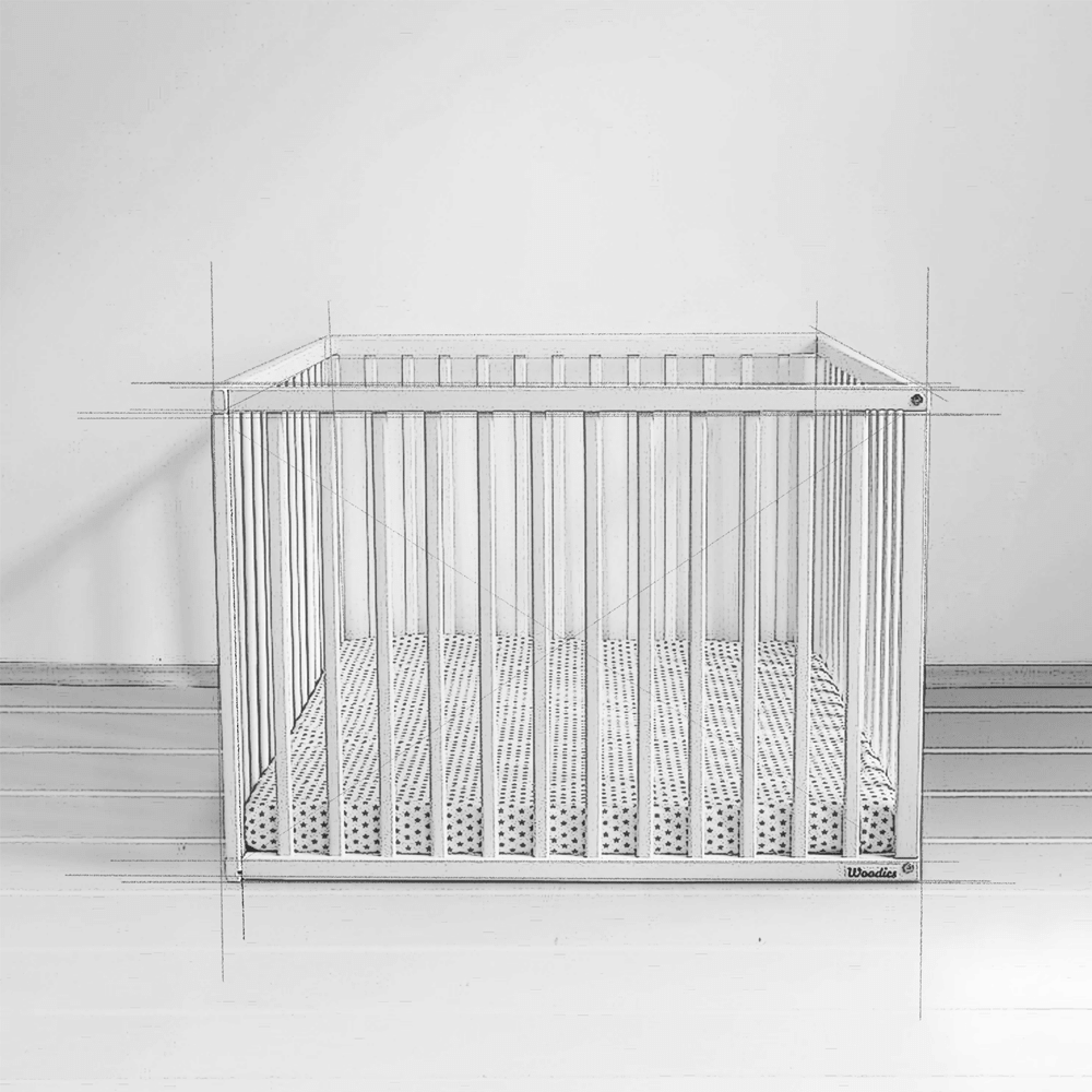 Tarc de joaca patrat din lemn pentru copii si bebelusi interior 88 x 88 cm alb