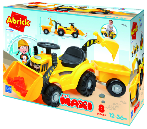 Tractoras cu remorca excavator si incarcator Backhoe Ride on Maxi Abrick Ecoiffier 7850 7850