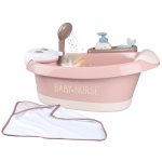Cadita pentru papusa Baby Nurse Baleno Bath roz cu accesorii Smoby