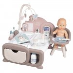Centru de ingrijire pentru papusi maro cu papusa si accesorii Smoby Baby Nurse Cocoon Nursery