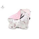 Paturica de infasat MimiNu pentru scoica cu gluga si urechi 90x90 cm Baby Shower Pink