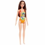 Papusa Barbie satena cu costum de baie portocaliu