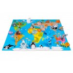 Puzzle harta Lumii Globo 48 piese si 20 figurine animale 3D