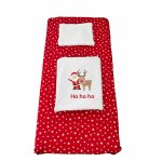 Set lenjerie Deseda pentru pat copii 3 piese pentru Sarbatori Mos Craciun cu ren 120x60 cm