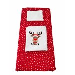 Set lenjerie Deseda pentru pat copii 3 piese pentru Sarbatori renul Rudolf 120x60 cm