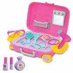 Set valiza pentru fetite cu accesorii pentru frumusete Barbie