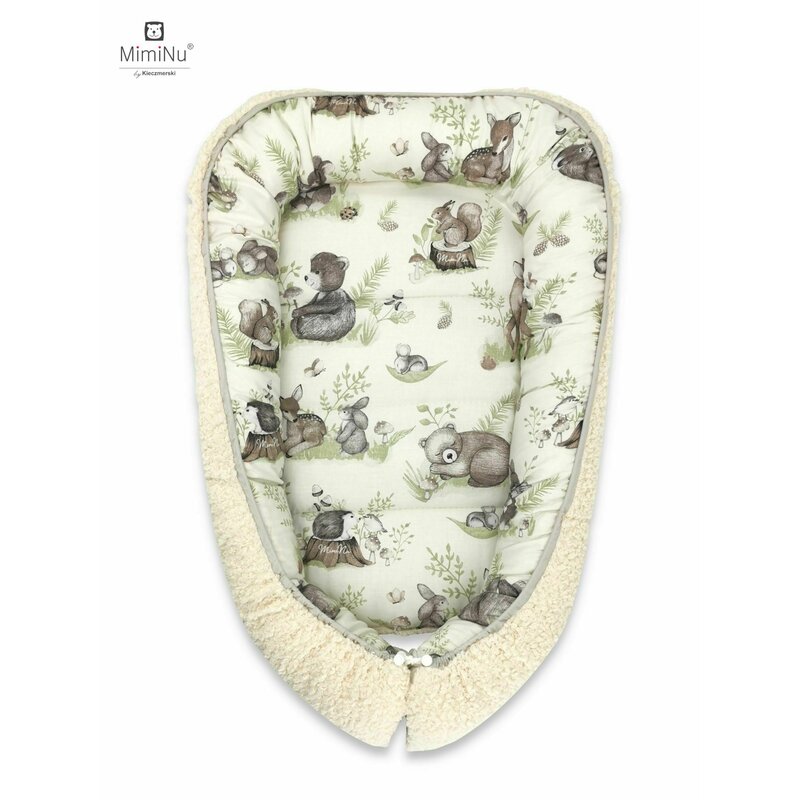Cosulet bebelus MimiNu pentru dormit Baby Cocoon 75×55 cm cu doua fete Ecru Calm Forest Natural 75x55 imagine noua responsabilitatesociala.ro
