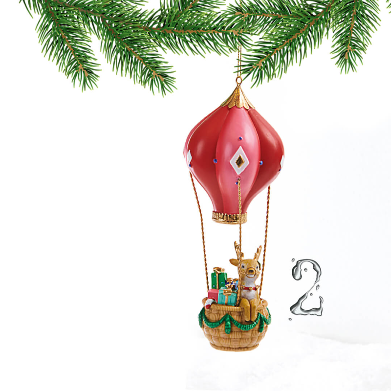 Ornament pentru brad Mos Craciun in balon 17 cm - 1