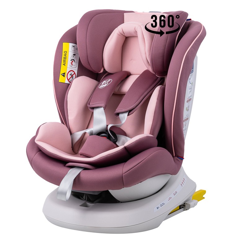 Scaun auto Tweety Plus Deluxe Buf Boof DarkPink cu isofix rotativ 360 grade 0-36 kg