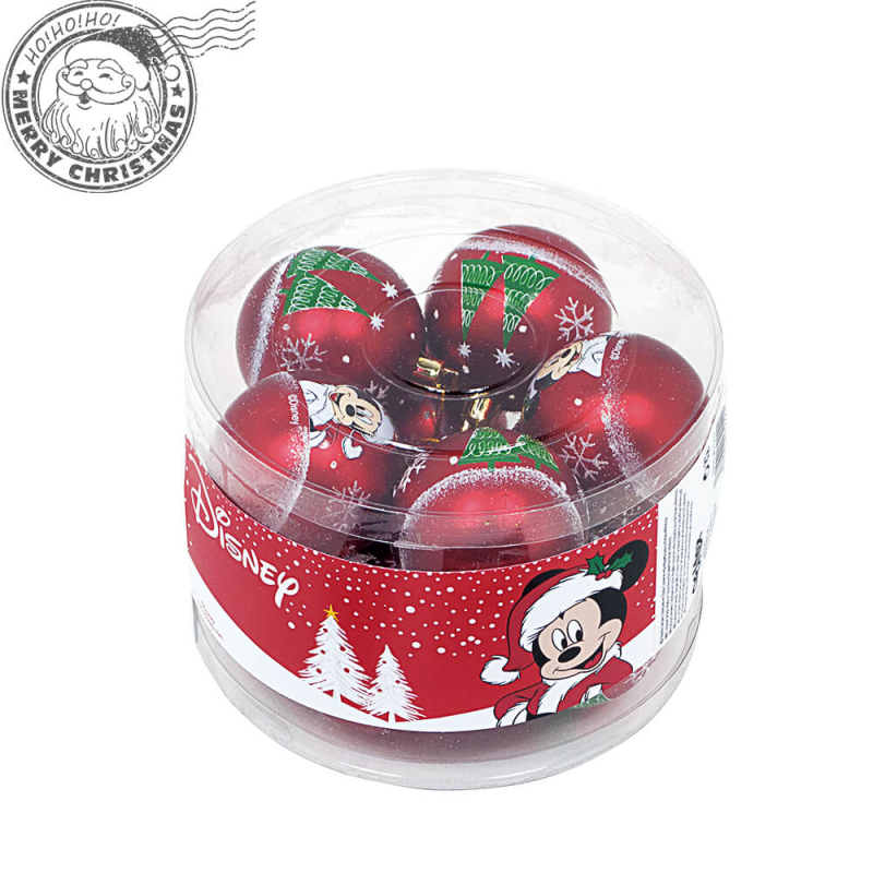 Set 10 globuri brad Craciun Mickey Mouse rosii 6 cm brad imagine noua responsabilitatesociala.ro