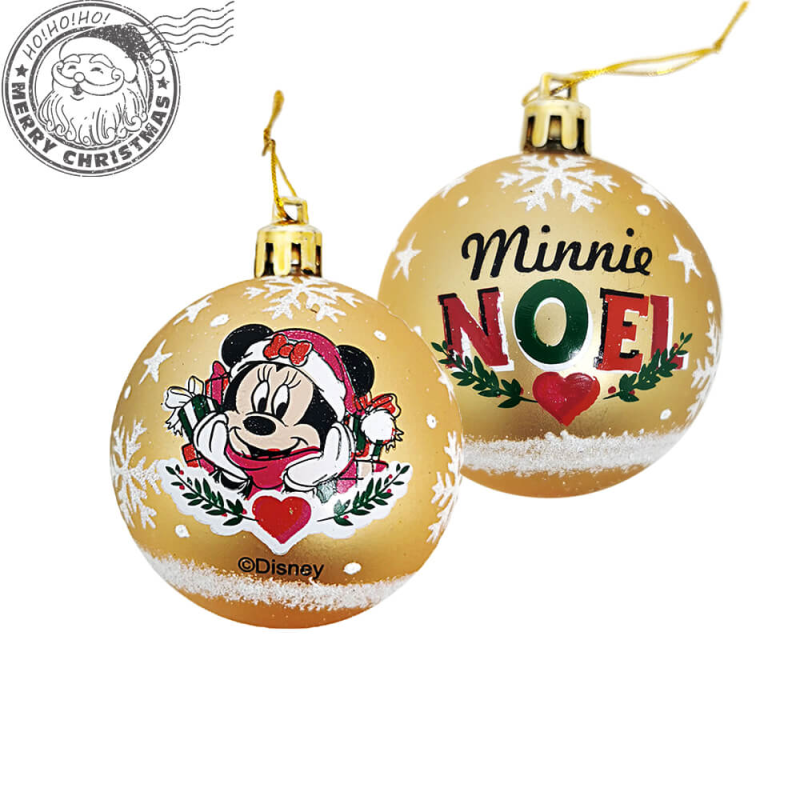 Set 10 globuri brad Craciun Minnie Mouse aurii 6 cm - 1