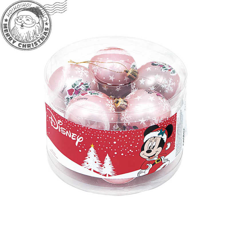 Set 10 globuri brad Craciun Minnie Mouse roz 6 cm brad imagine noua responsabilitatesociala.ro