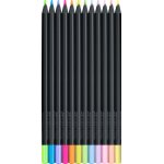 Creioane colorate Faber Castell 12 culori pastel si neon Black Edition
