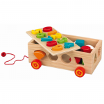 Jucarie bebe vagon lemn cu 12 cifre si forme geometrice 3D